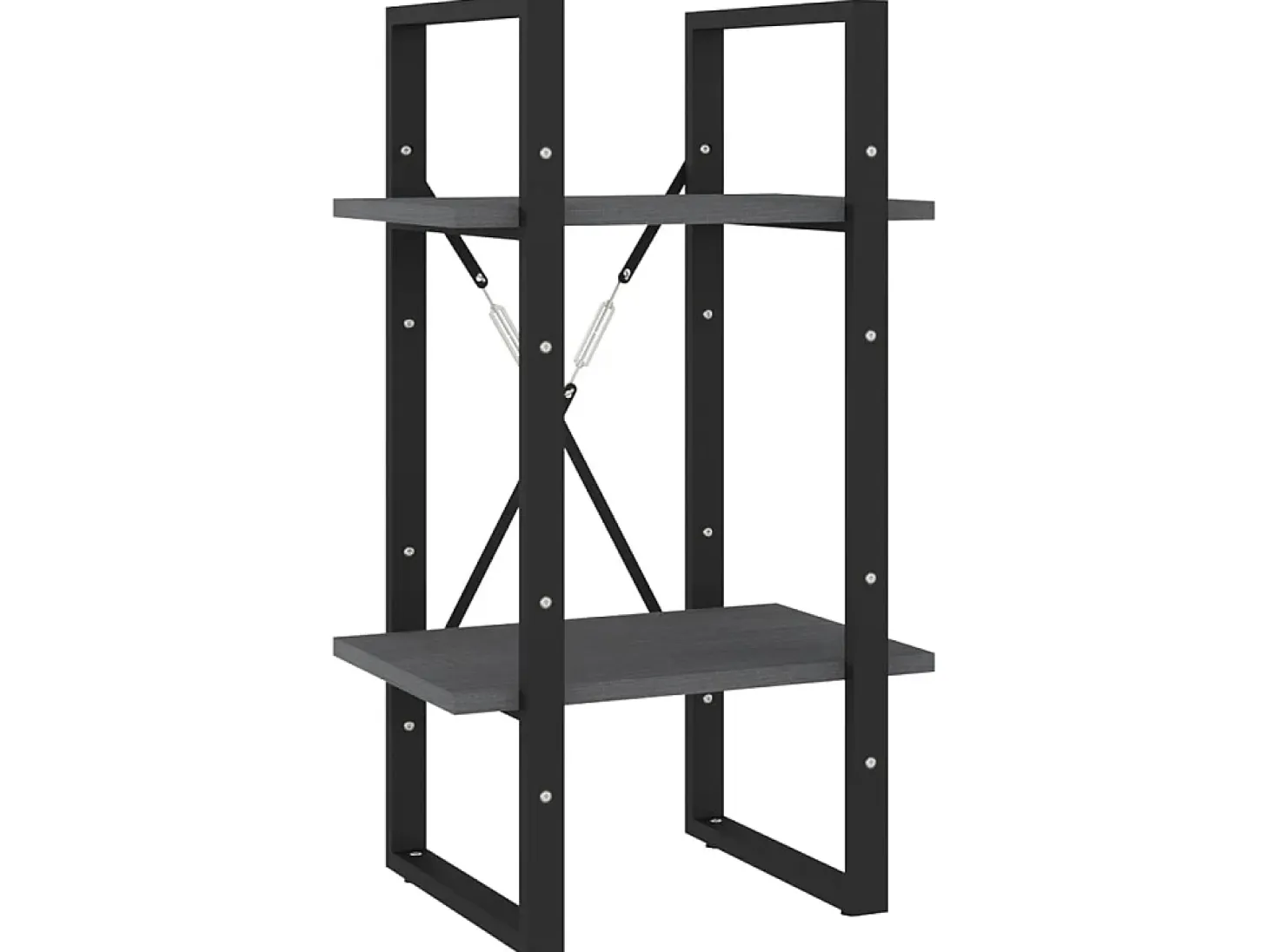 Biblioteca Estantería 2 niveles madera maciza de pino gris 40x30x70 cm ES64803