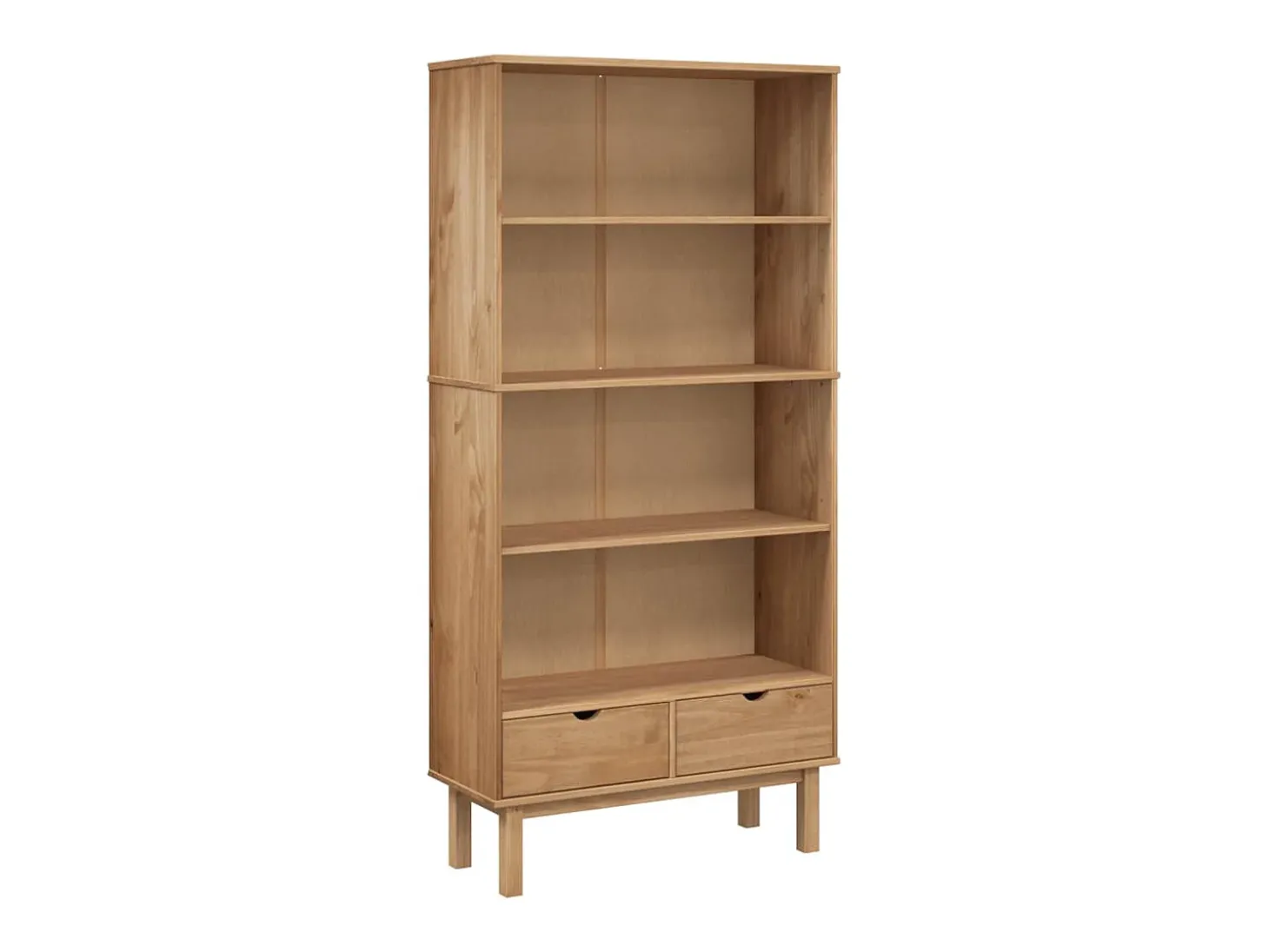 Biblioteca Estantería con 2 cajones OTTA madera maciza de pino marrón ES85394