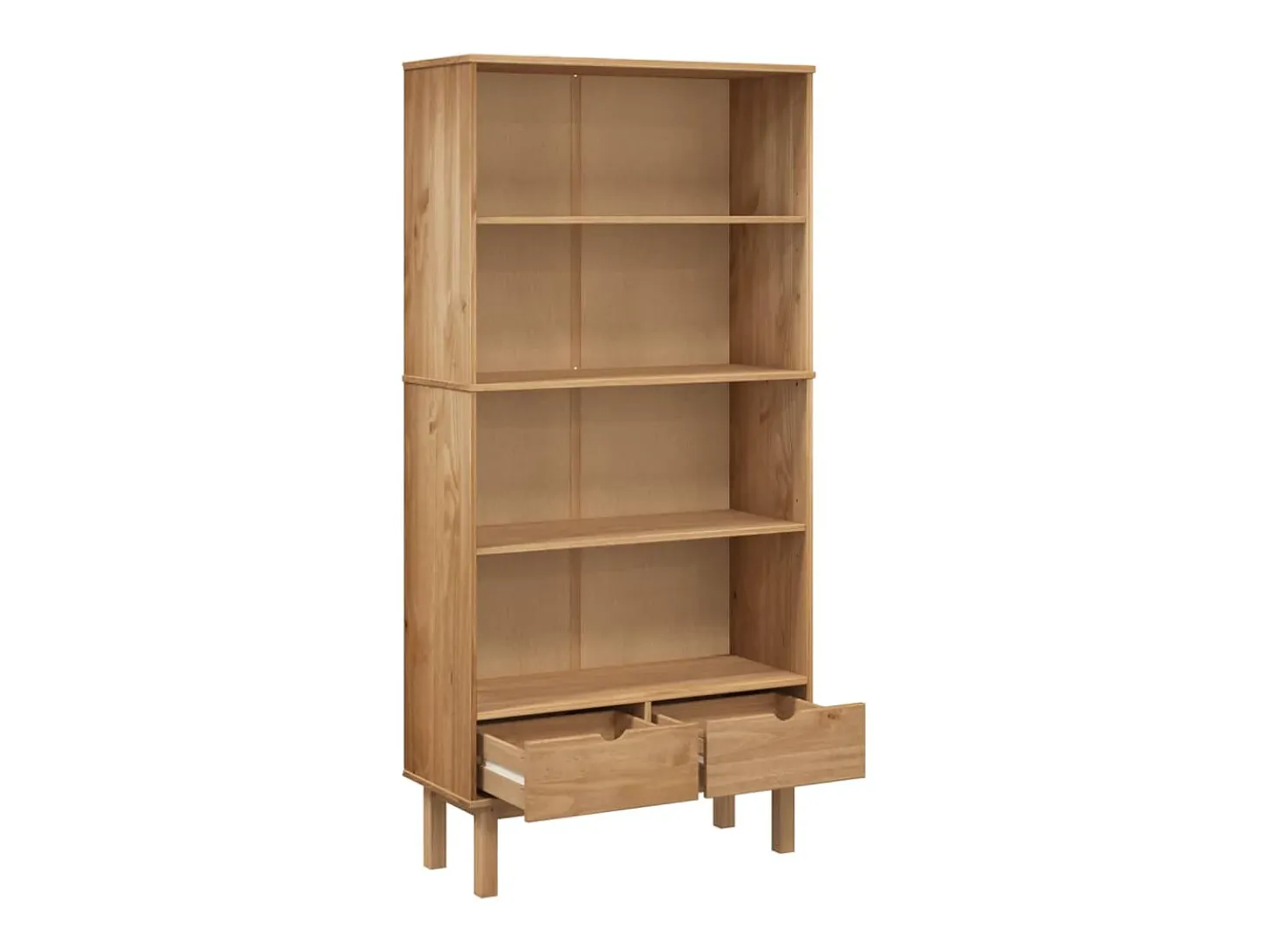 Biblioteca Estantería con 2 cajones OTTA madera maciza de pino marrón ES85394