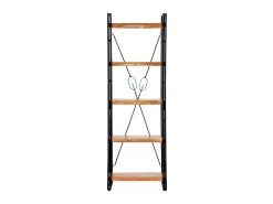 Biblioteca Estantería de 5 niveles madera maciza de acacia 60x30x180 cm ES56573