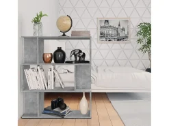 Biblioteca Estantería madera contrachapada gris hormigón 80x24x96cm ES41954