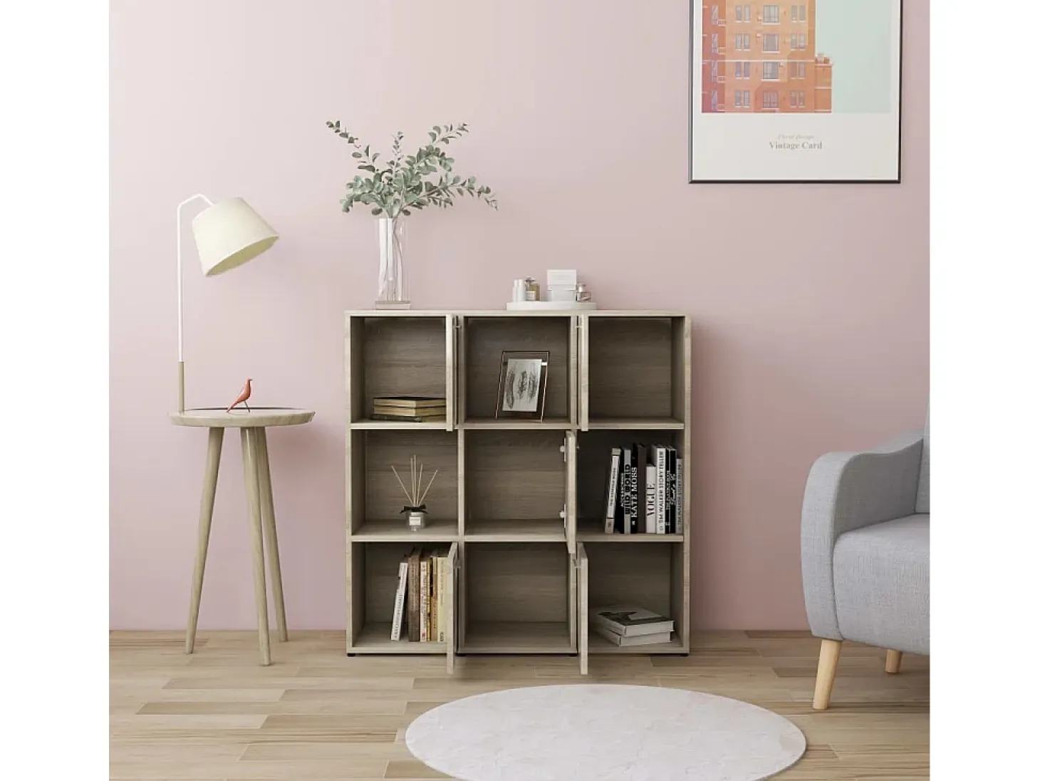 Biblioteca Estantería madera contrachapada color roble Sonoma 90x30x90 cm ES14861