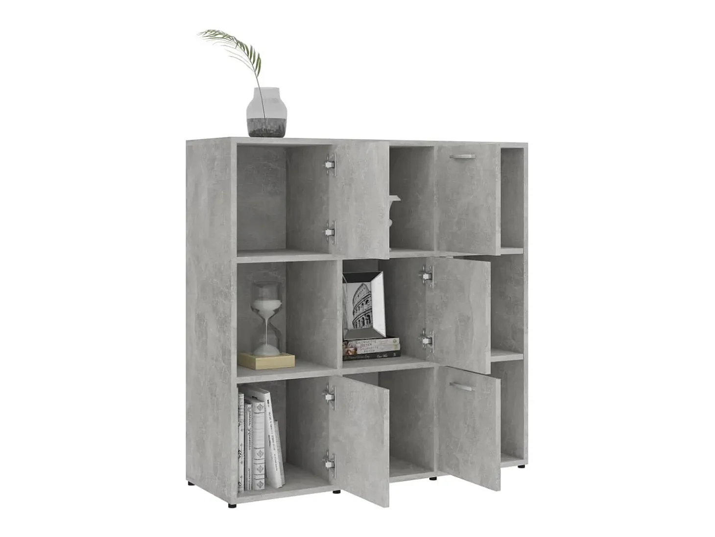 Biblioteca Estantería madera contrachapada gris hormigón 90x30x90 cm ES31681