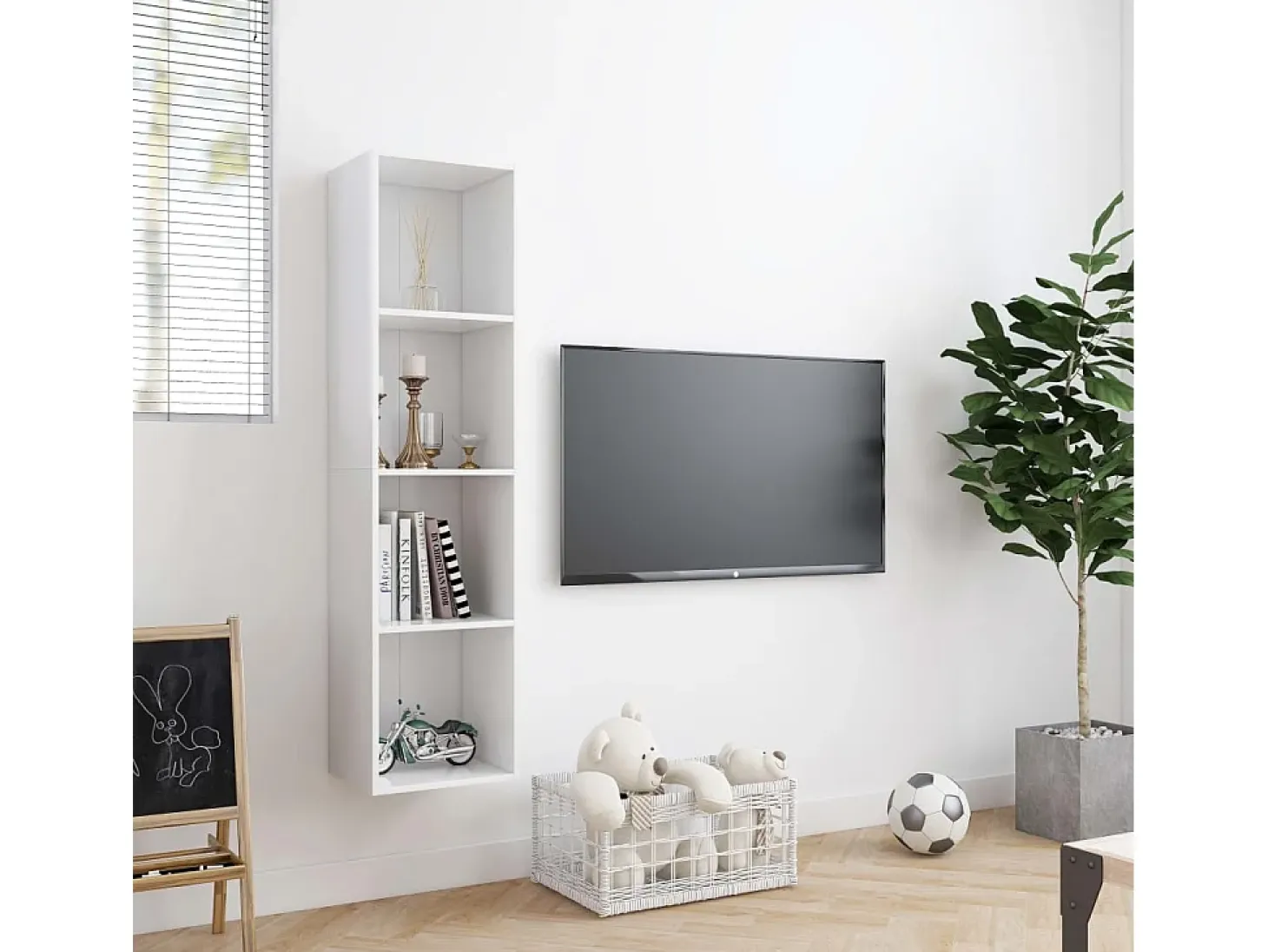 Biblioteca Estantería/mueble para TV blanco 143x30x36 cm ES69265