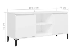 Billie Mueble de TV con patas de metal blanco 103,5x35x50 cm