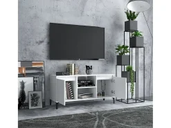 Billie Mueble de TV con patas de metal blanco 103,5x35x50 cm