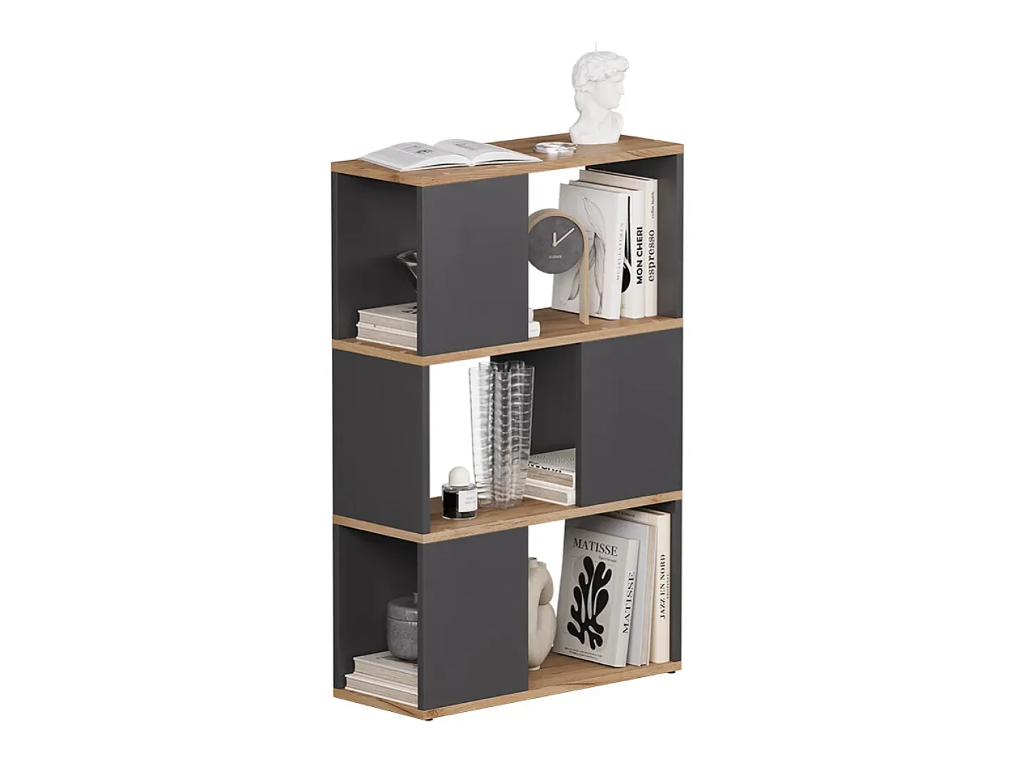Biombo antracita/roble dorado 60x24x94 eneos