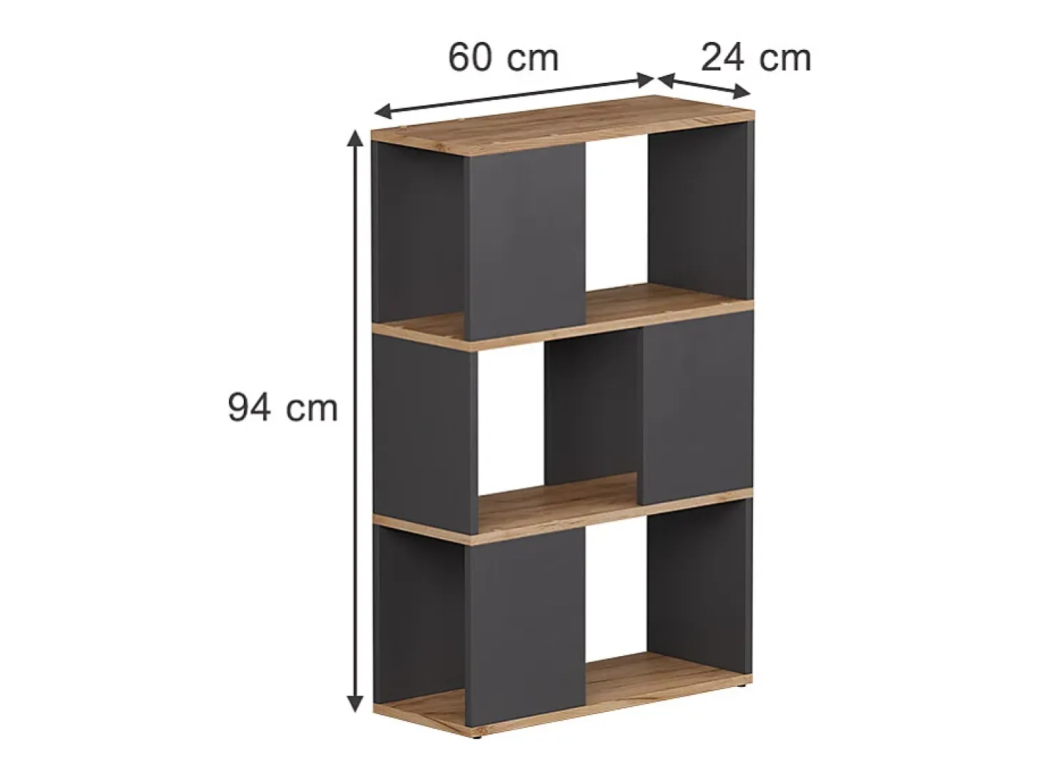 Biombo antracita/roble dorado 60x24x94 eneos