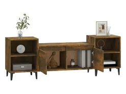 Blakely Mueble para TV madera contrachapada roble ahumado 160x35x55 cm