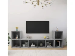 Blessington Muebles de salón 4 pzas madera ingeniería gris hormigón