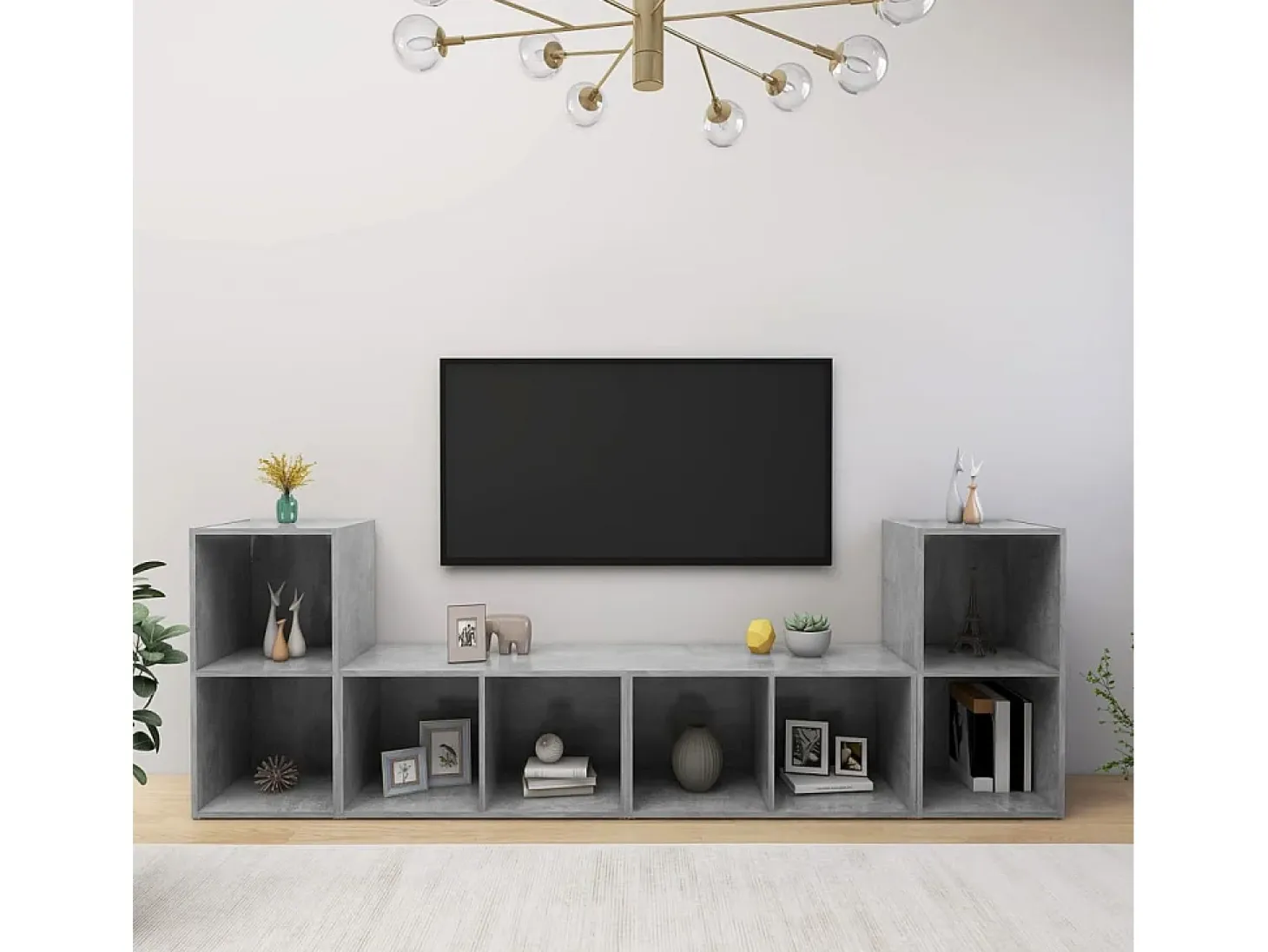 Blessington Muebles de salón 4 pzas madera ingeniería gris hormigón
