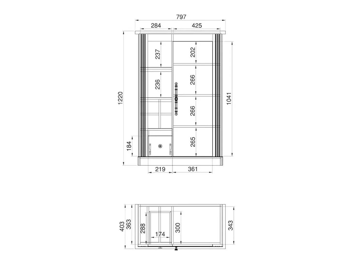 Bodeguero de almacenaje de 122x79,7x40,3 cm con guías metálicas en color blanco Markle