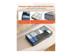 Bolsas de Almacenamiento para Debajo de la Cama SucceBuy, 6 Unidades de 90 L, Organizador de Zapatos para Debajo de la Cama con Tapas Transparentes, Gris