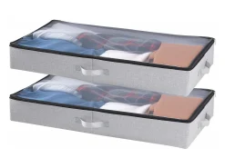 Bolsas de Almacenamiento SucceBuy para debajo de la Cama 2 Piezas 45 L, Organizador de Zapatos para debajo de la Cama con Tapas Transparentes