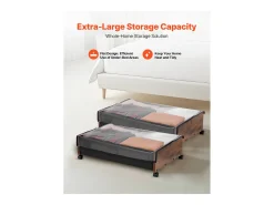 Bolsas de Almacenamiento SucceBuy para debajo de la Cama con Ruedas Bloqueables, Organizador de Zapatos para debajo de la Cama 2 Piezas de 65 x 46 x 18 cm