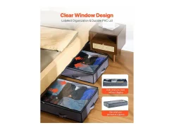 Bolsas de Almacenamiento SucceBuy para debajo de la Cama 4 Piezas 90 L, Organizador de Zapatos para debajo de la Cama con Tapas Transparentes