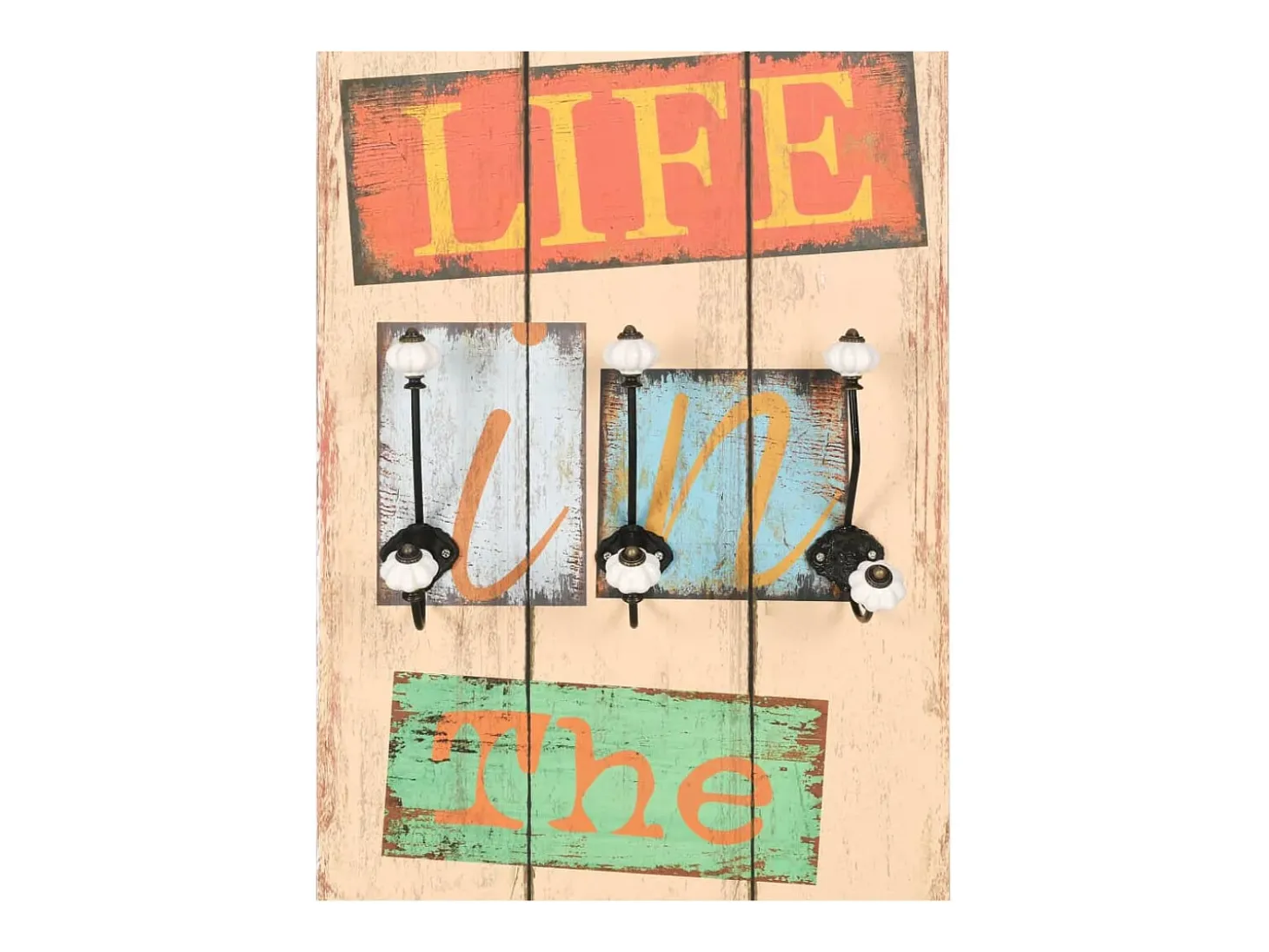 Borghild Perchero de pared LIVE LIFE con 6 ganchos 120x40 cm