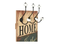 Borghild Perchero de pared HOME IS con 6 ganchos 120x40 cm