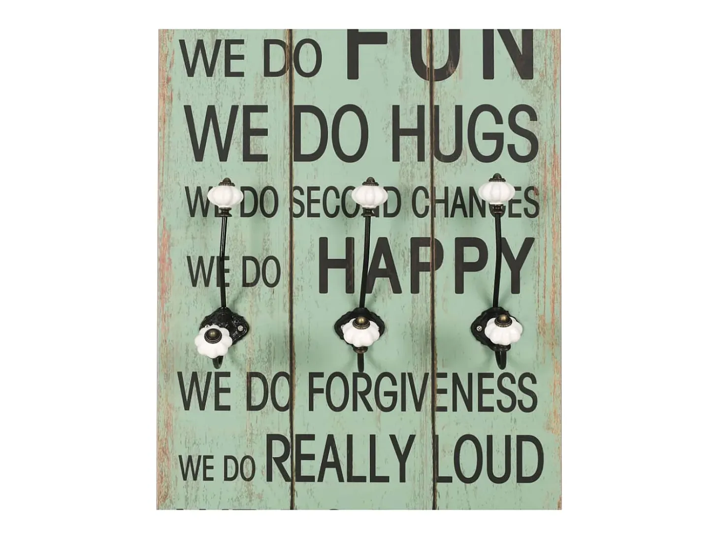 Borghild Perchero de pared HAPPY LOVE con 6 ganchos 120x40 cm