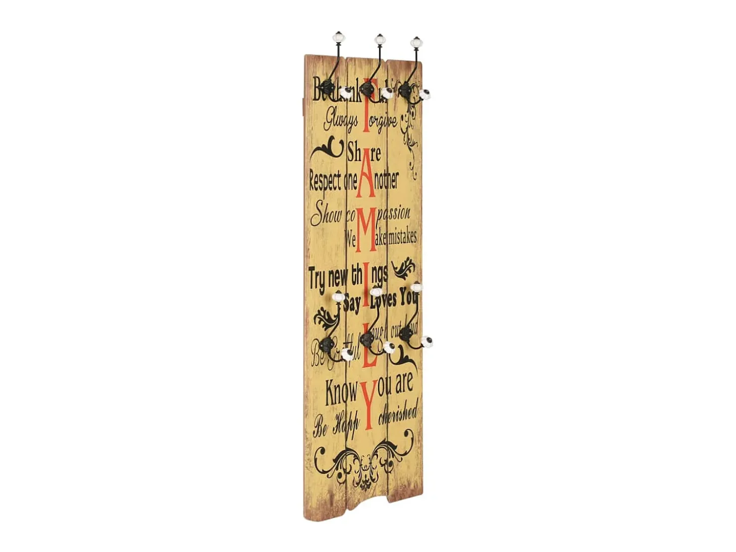 Borghild Perchero de pared FAMILY con 6 ganchos 120x40 cm