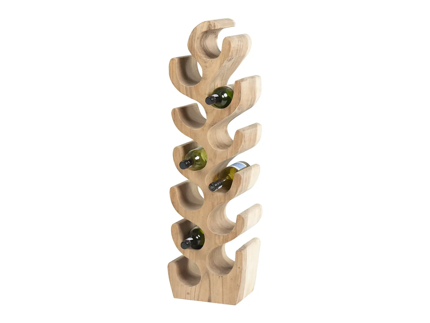Botellero de madera de suar - 2 botellas - Ancho 28 x Alt. 100 cm - Natural - GUIMARAS
