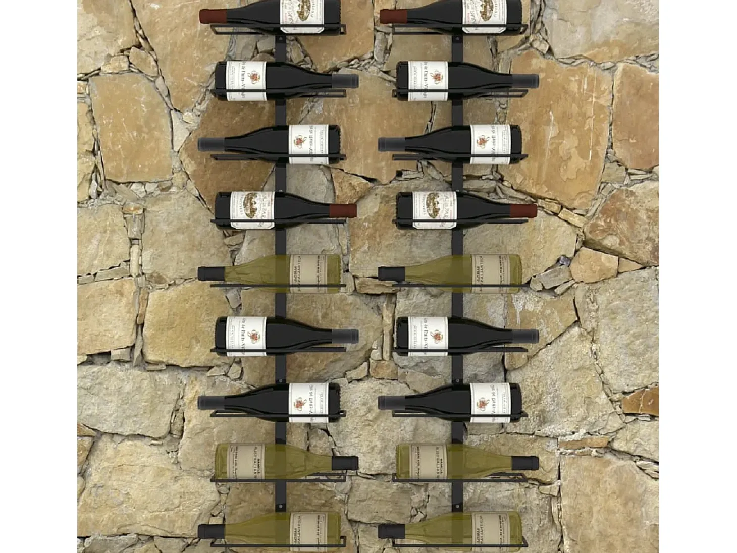 Botelleros de pared para 18 botellas 2 unidades hierro negro ES881430