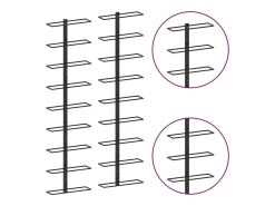 Botelleros de pared para 18 botellas 2 unidades hierro negro ES881430
