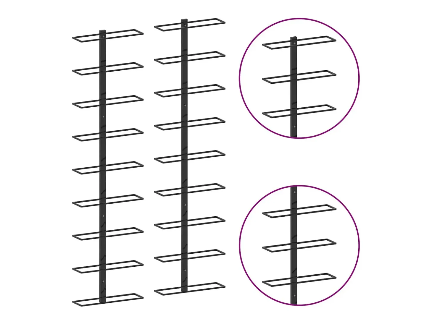 Botelleros de pared para 18 botellas 2 unidades hierro negro ES881430