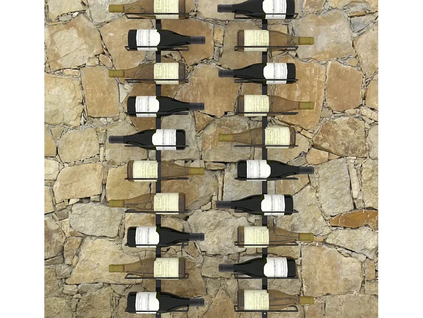 Botelleros de pared para 20 botellas 2 unidades metal negro ES404606