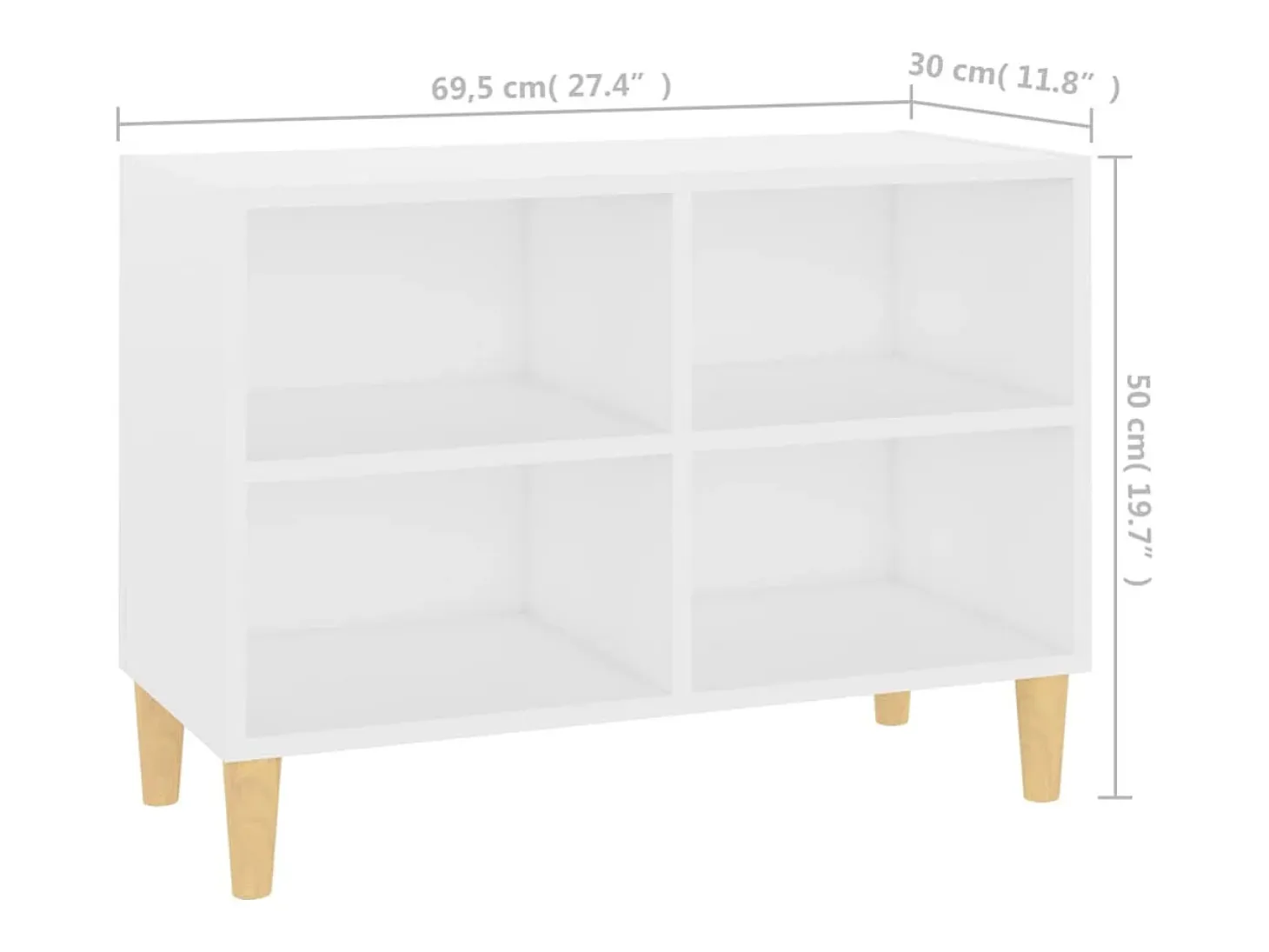 Bridgeville Mueble de TV con patas de madera maciza blanco 69,5x30x50 cm