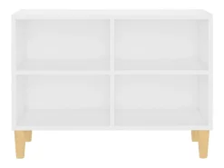Bridgeville Mueble de TV con patas de madera maciza blanco 69,5x30x50 cm