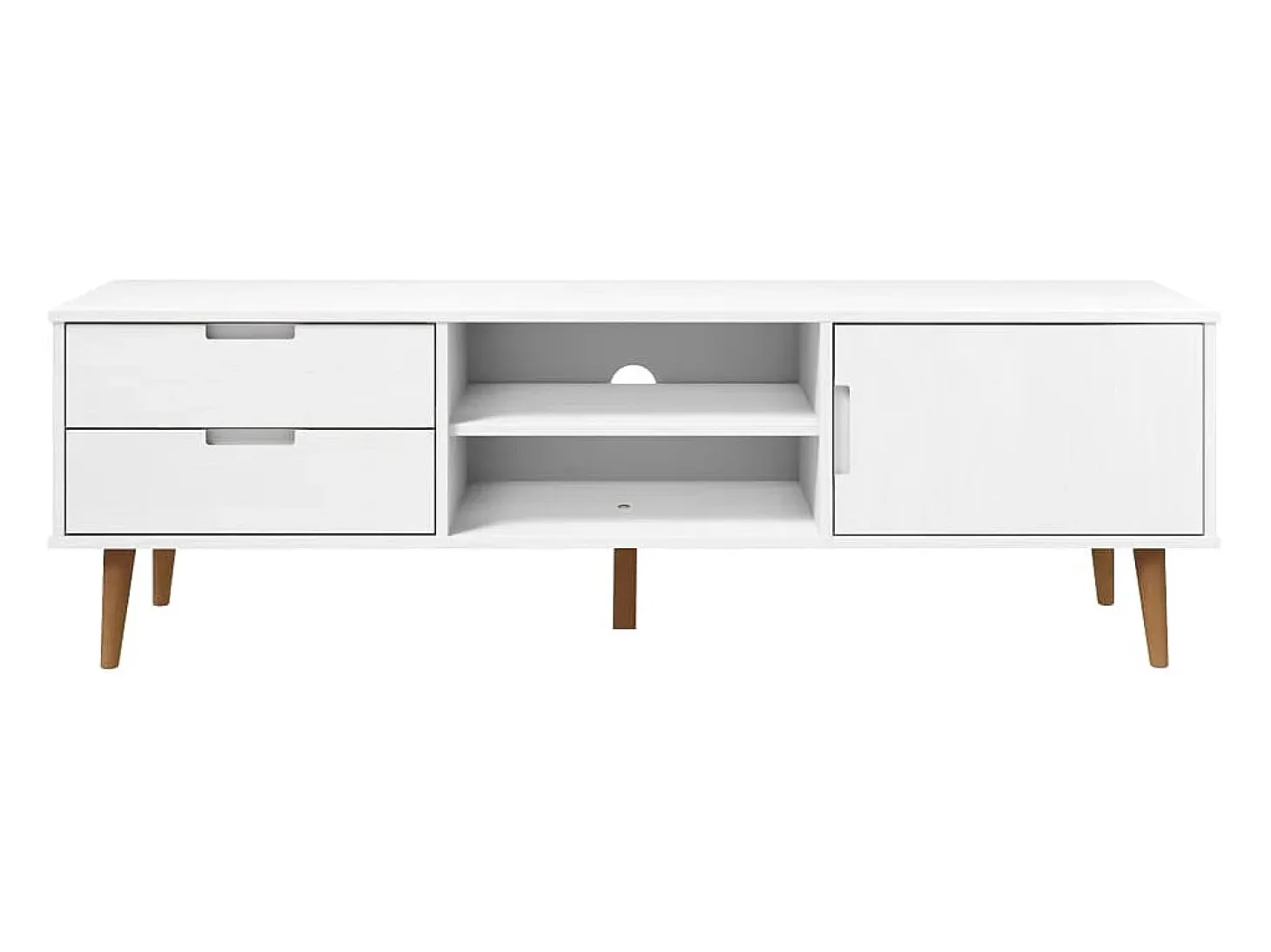 Brila Mueble de TV MOLDE madera maciza de pino blanca 158x40x49 cm