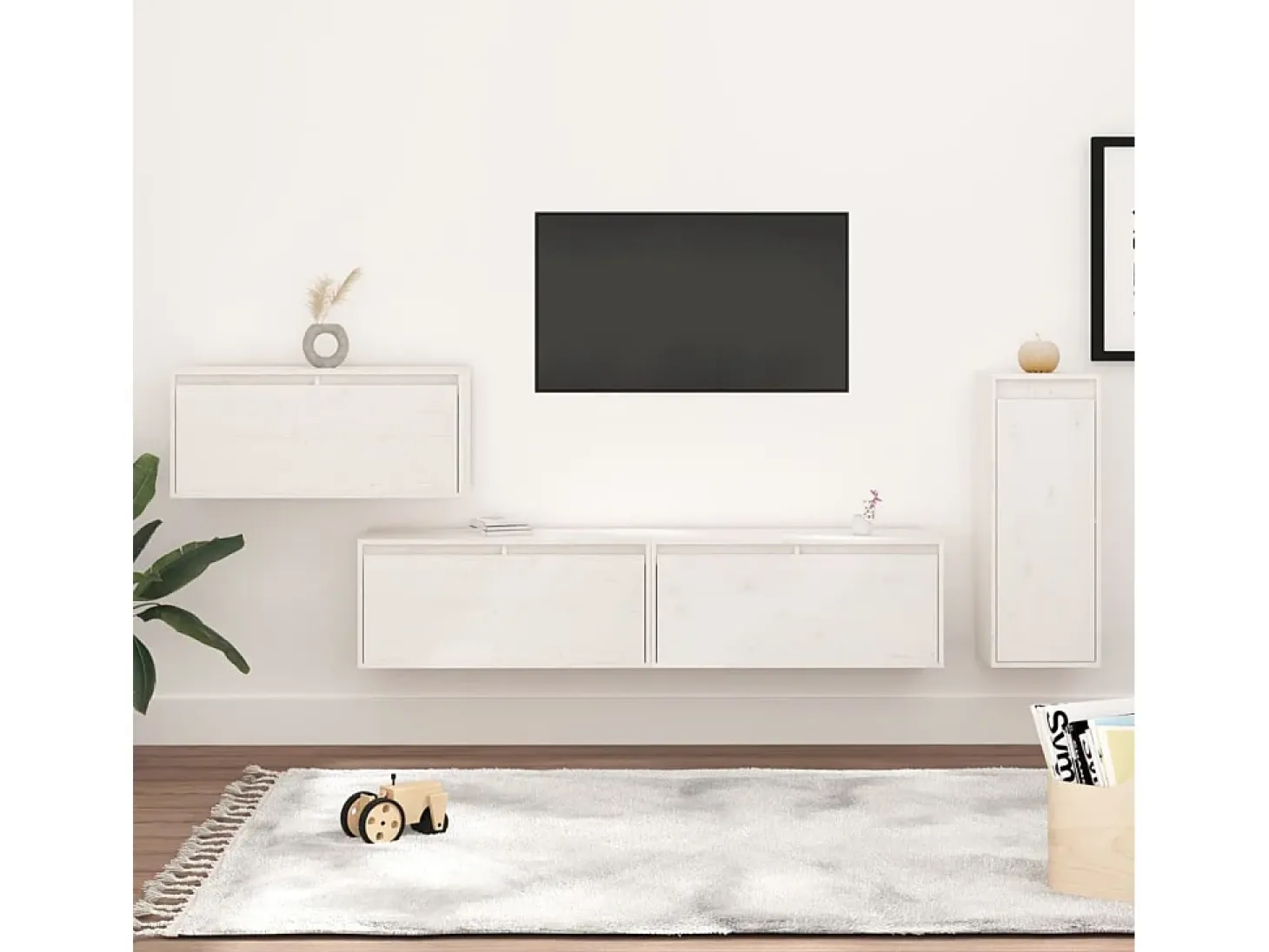 Brynjolf Muebles para TV 4 piezas madera maciza de pino blanco