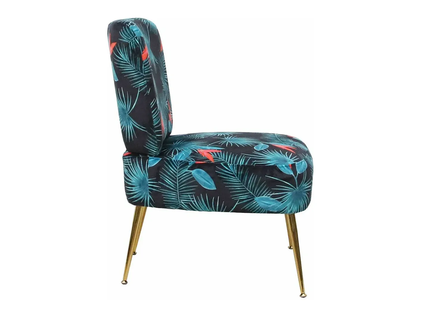 Butaca de salón descalzadora de 75x66x57 cm de tela en color azul y patas doradas Momoa