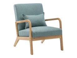 Butaca de 78x65x75 cm con estructura de madera y tela con cojín lumbar en verde Nicole