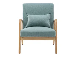 Butaca de 78x65x75 cm con estructura de madera y tela con cojín lumbar en verde Nicole