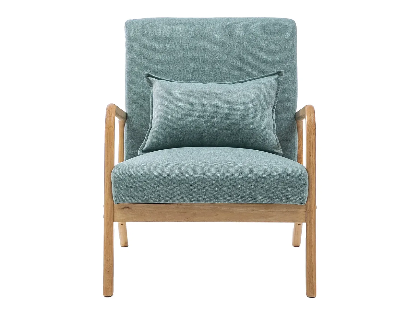 Butaca de 78x65x75 cm con estructura de madera y tela con cojín lumbar en verde Nicole
