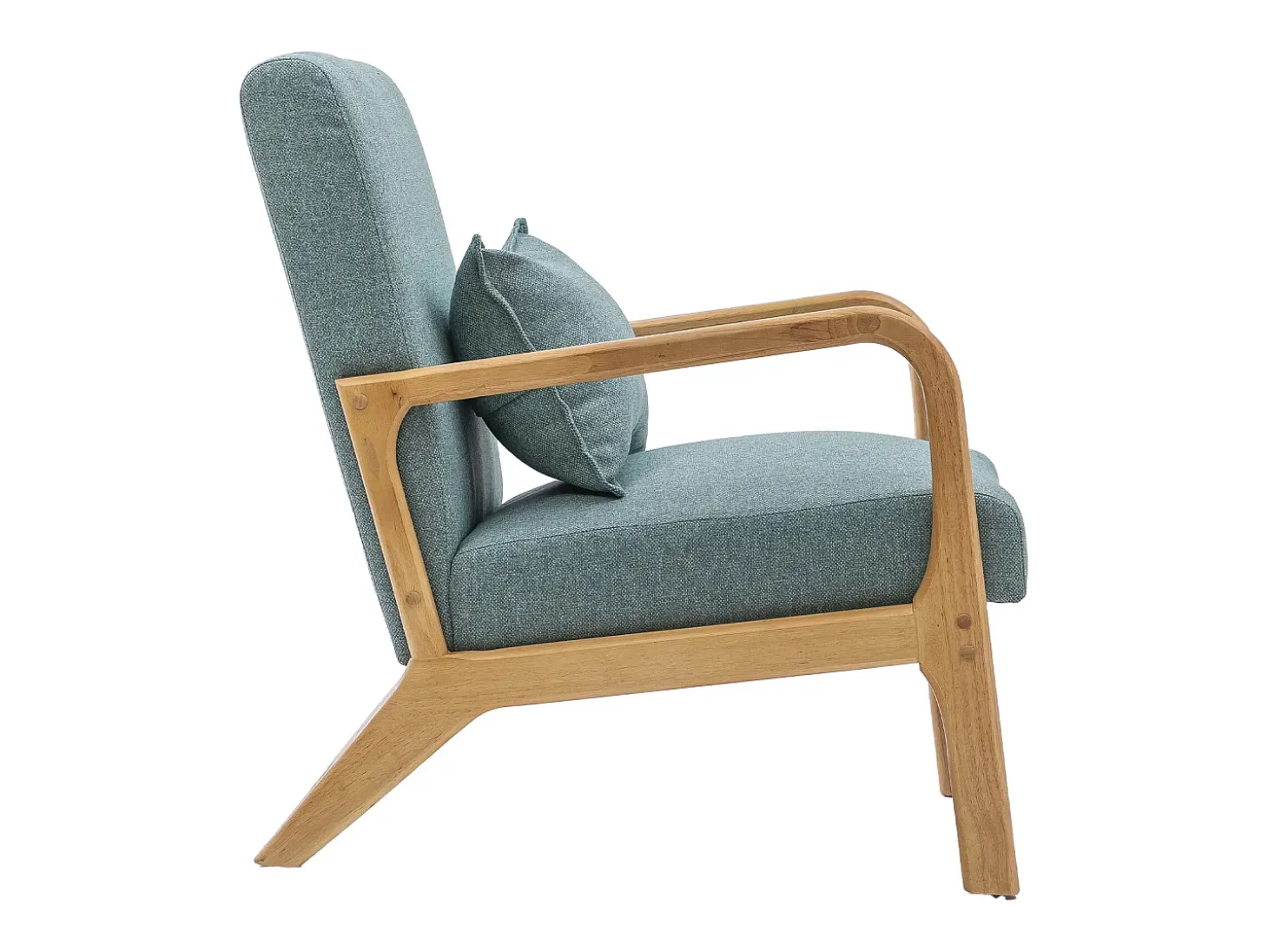 Butaca de 78x65x75 cm con estructura de madera y tela con cojín lumbar en verde Nicole