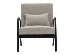 Butaca de 78x65x75 cm con estructura de madera y tela con cojín lumbar en gris taupe Nicole