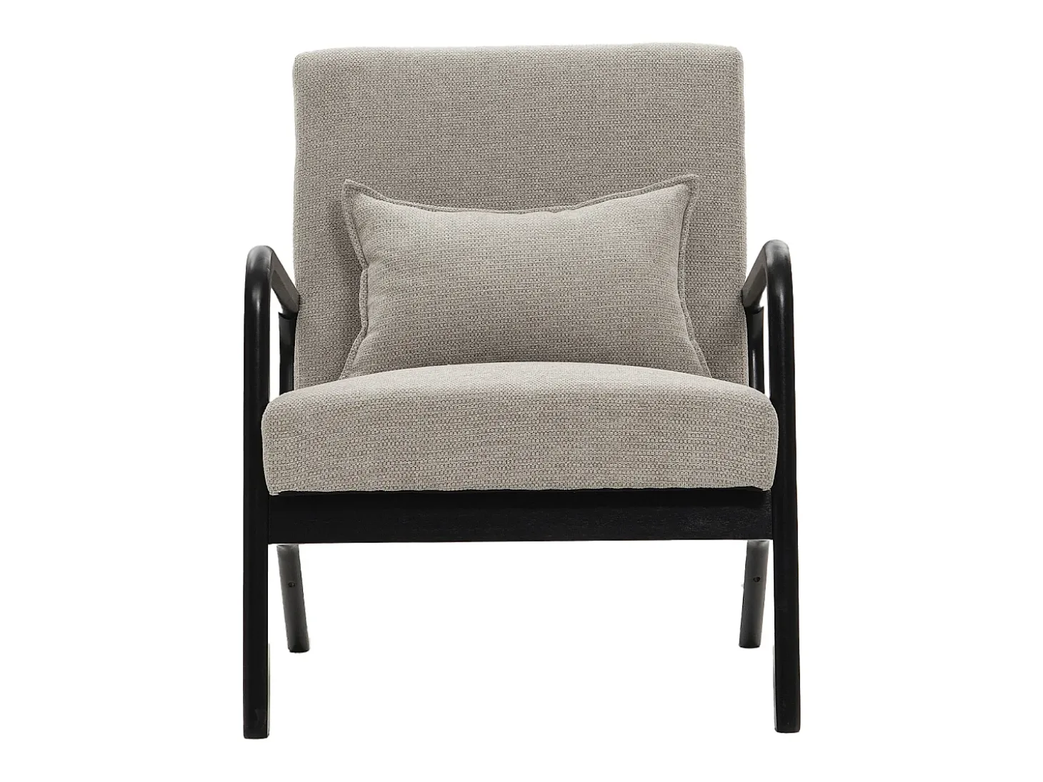 Butaca de 78x65x75 cm con estructura de madera y tela con cojín lumbar en gris taupe Nicole