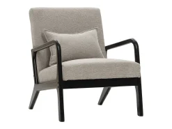 Butaca de 78x65x75 cm con estructura de madera y tela con cojín lumbar en gris taupe Nicole