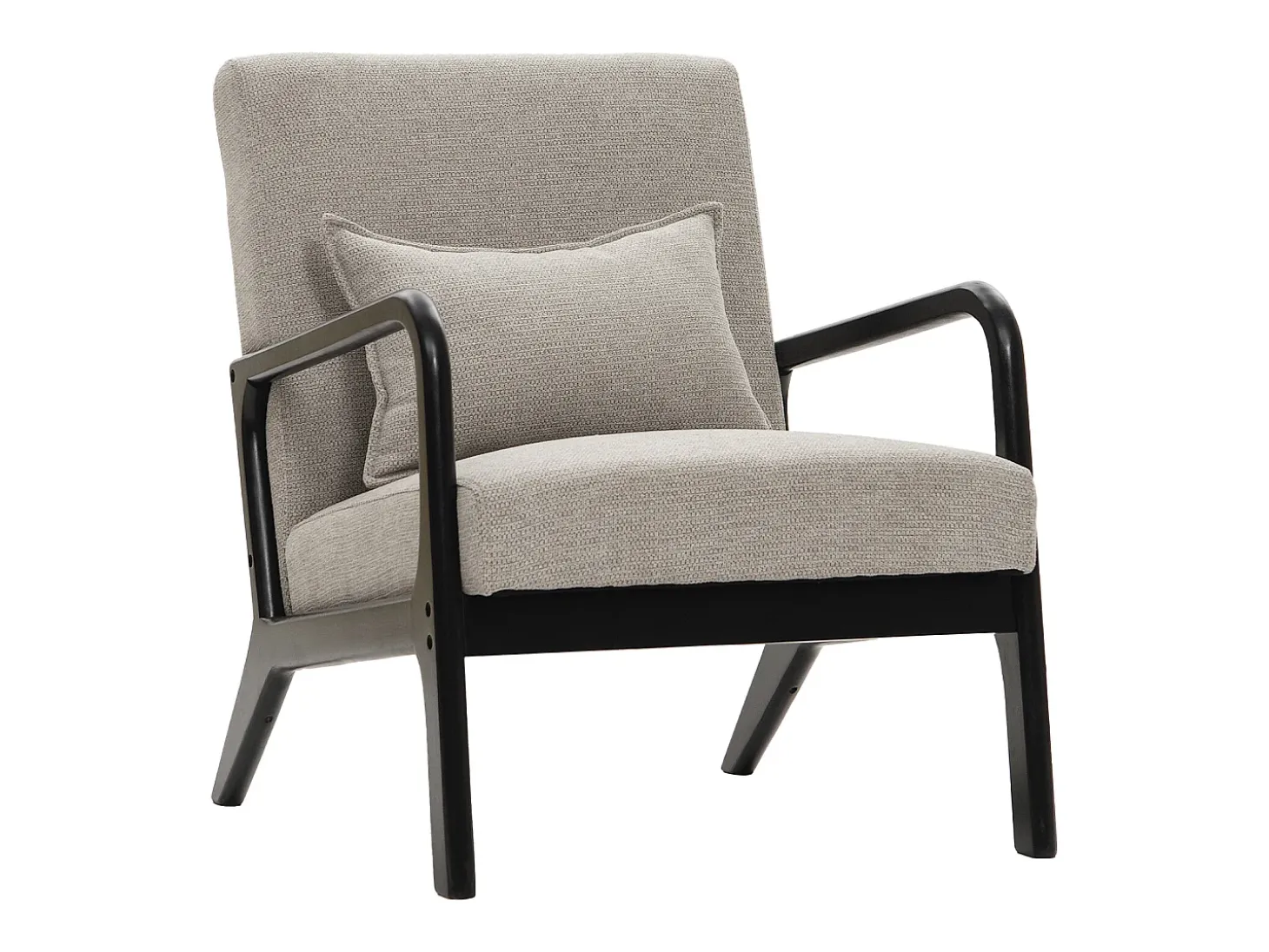 Butaca de 78x65x75 cm con estructura de madera y tela con cojín lumbar en gris taupe Nicole