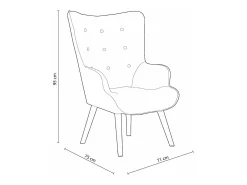 Butaca de 95x71x75 cm con reposabrazos en color gris y patas de madera marrones Dakota