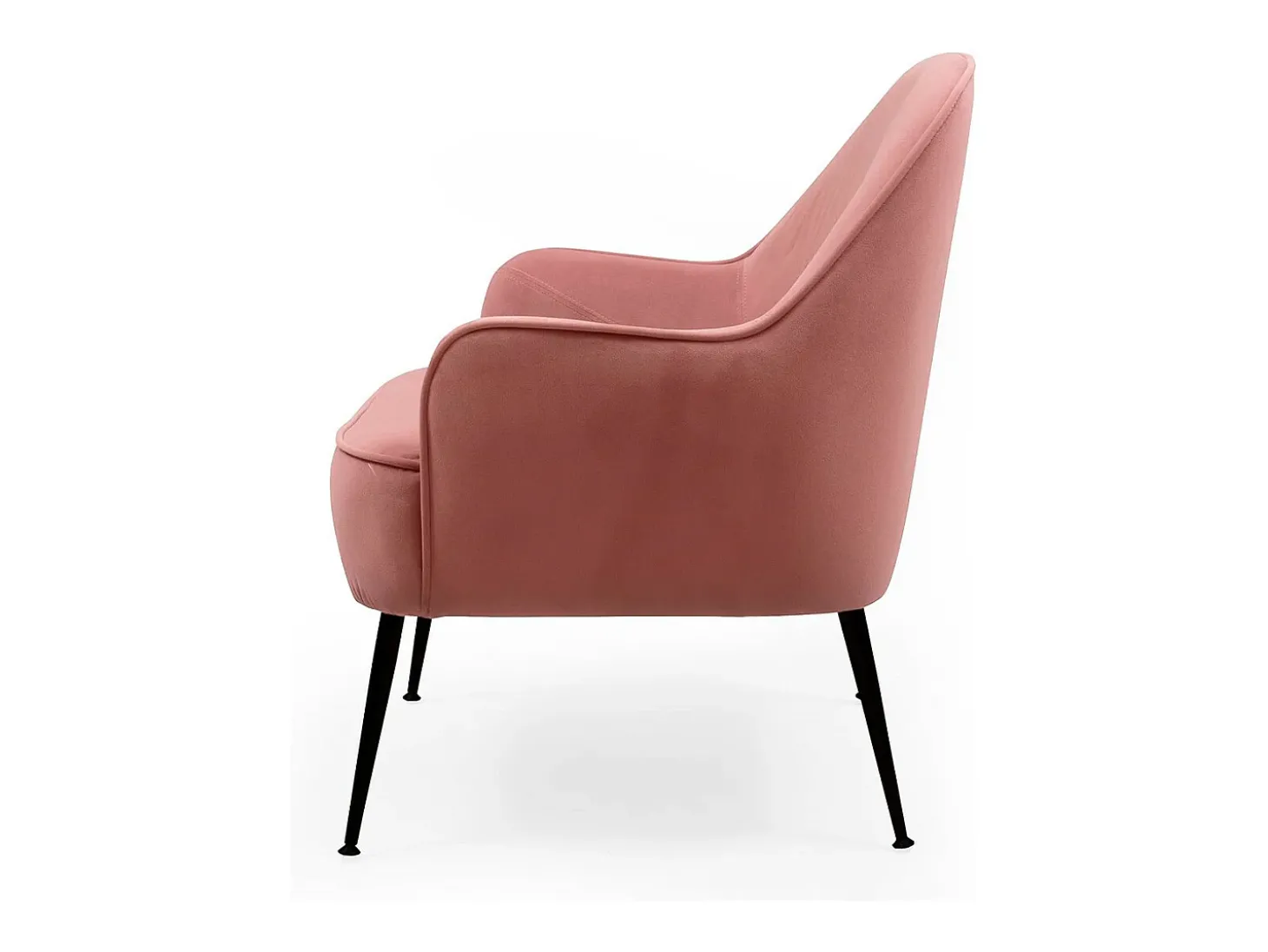 Butaca de 80x66x66 cm de tercipoelo con reposabrazos en color rosa y patas negras Amberes