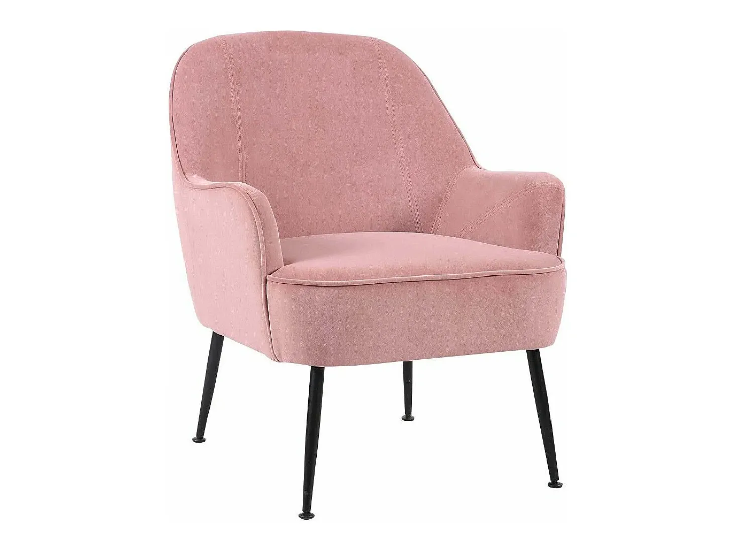 Butaca de 80x66x66 cm de tercipoelo con reposabrazos en color rosa y patas negras Amberes