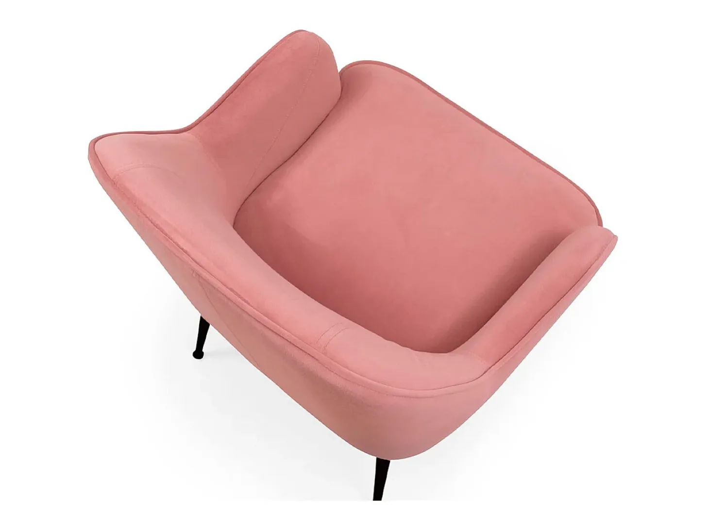 Butaca de 80x66x66 cm de tercipoelo con reposabrazos en color rosa y patas negras Amberes