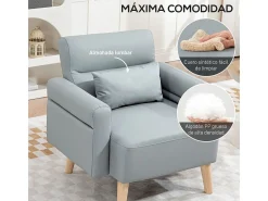 Butaca Esencie Homcom con cojín gris 78x77x78 cm