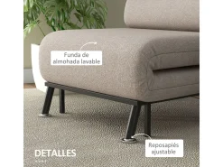 Butaca Linda Homcom convertible en cama beige 75x75x70 cm
