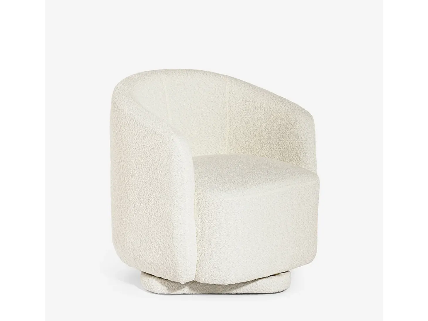 Butaca moderna giratoria de tela bouclé para salón Orav - Beige