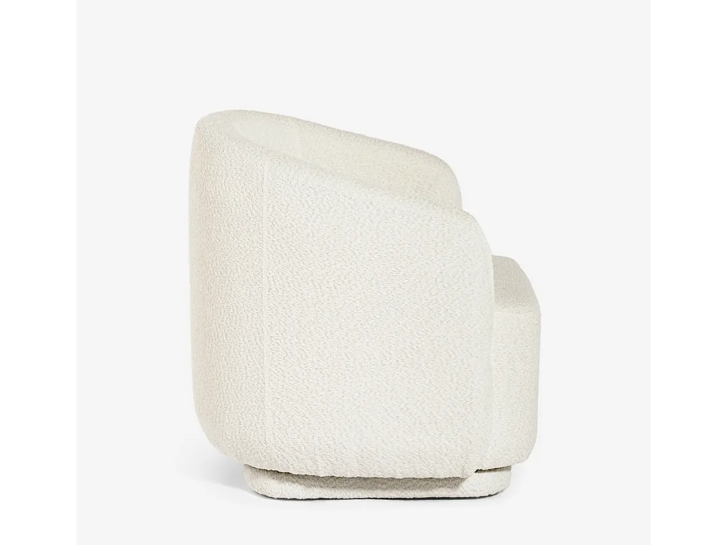 Butaca moderna giratoria de tela bouclé para salón Orav - Beige